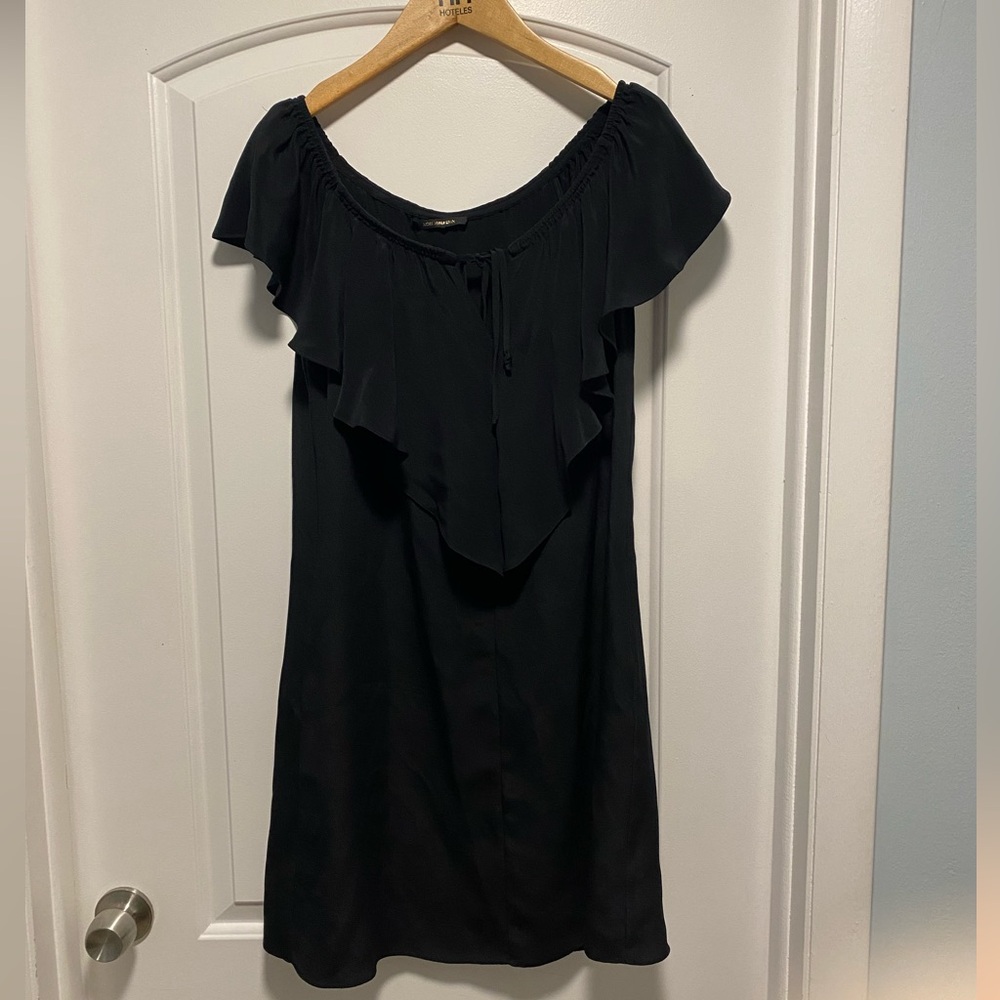 Kobi Halperin Black Flutter Sleeve Mini Dress Sz M